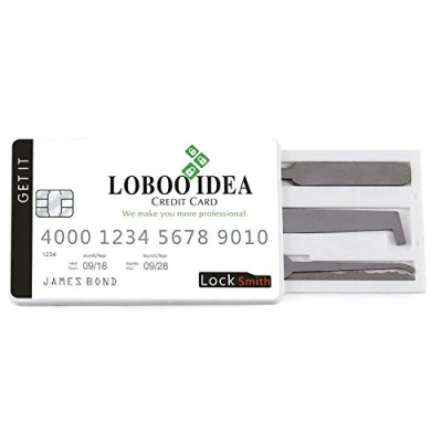 Immagine di Loboo Idea Set di serrature stile carta credito, fabbro tascabile Kit strumenti per carte grimaldelli nascosti in una dimensioni del portafoglio