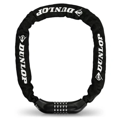 Immagine di DUNLOP lucchetto a combinazione per bicicletta Alta sicurezza 100 cm livello di 6 con codice numerico 5 Catena E Bike Scooter ebike Numeri Lock