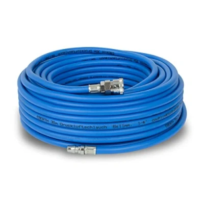 Immagine di EBERTH tubo per aria compressa 30m, compressore con diametro 6mm x 11mm (interno esterno), attacco rapido 1/4&quot; e pressione di esercizio 20 bar, Accessori pistola ad