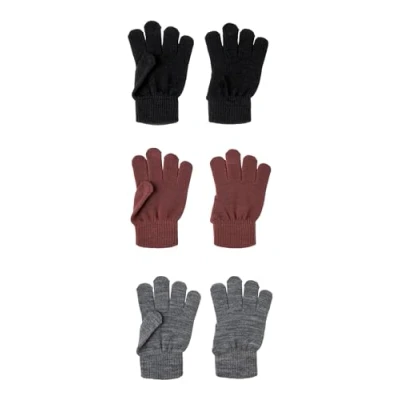 Immagine di Name It Nknmagic Gloves 3P Noos, Guanti Unisex Bimbi 0 24, Viola (Nocturne/Pack:3 PACK WITH GREY MEL/BLACK), 7