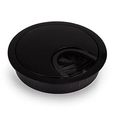 Immagine di Novaato Set da 2 Eleganti Passacavi in Metallo, con Setole, per un Posto di Lavoro Pulito e Ordinato, 60 mm, Nero