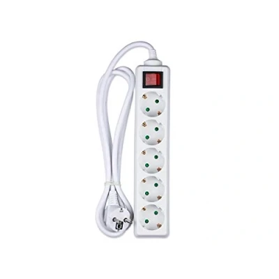 Immagine di LEDLUX Multipresa Ciabatta Elettrica Con 5 Posti Prese Schuko,Spina Tipo Ibrido F + E,Cavo Lunga 1,5 Metri,Colore Bianco,Max 250V 3680W