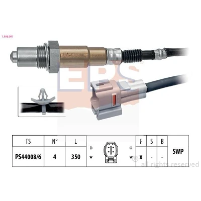 Immagine di EPS 1.998.091 Sonda lambda con materiale di fissaggio Made in Italy OE Equivalent riscaldato, planare, Filettatura prelubrificata