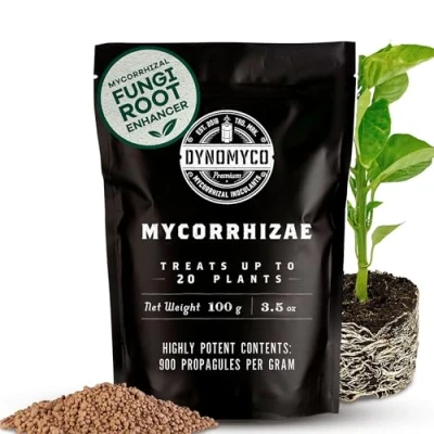 Immagine di Inoculante micorrizico di DYNOMYCO Ceppi ad alte prestazioni Formula concentrata Migliora l&#039;assorbimento dei nutrienti Aumenta la resa delle piante (100g / Up to 20 Plants)