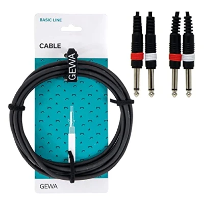 Immagine di GEWA Twinkabel Basic Line 6m, nero, 2x 6,3 mm mono jack jack, 190180