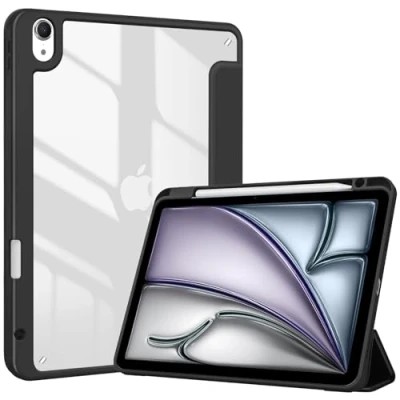 Immagine di ProCase Cover iPad Air 11&quot; M2 2024, 6/5/4 Generazione 10,9 Pollici con Portapenna, Custodia 2024/2022/2020, Retro Posteriore Transparent Smart Nero