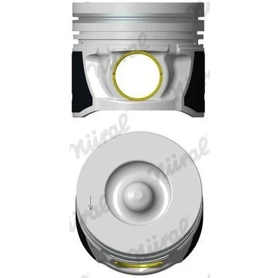 Immagine di NÜRAL 87 430400 10 Pistone 83 con boccola per mozzo spinotto, canale raffreddamento, porta fascia elastica, biella trapezoidale