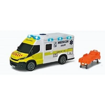 Immagine di Dickie Ambulance Samu 18 cm Veicolo scala 1/18 Suoni e luci, barella inclusa, da 3 anni, 203713014002