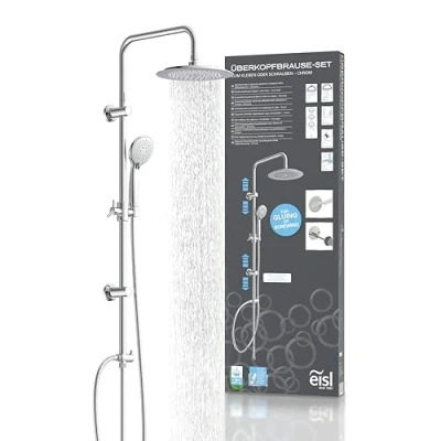 Immagine di EISL DX12009 Set doccia con doccetta a pioggia, senza foratura, sistema rubinetto, 3 tipi di getto, cromato