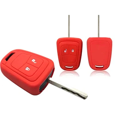 Immagine di Nordecco Cover protettiva per chiave in silicone, compatibile con Opel Corsa E Astra J, Insignia Adam Meriva Zafira 2 o 3 pulsanti (rosso)