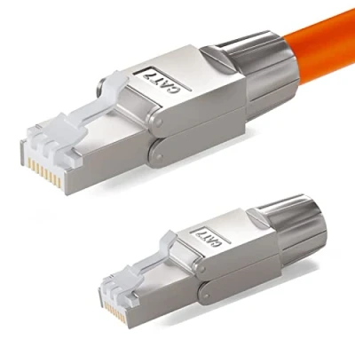Immagine di hb digital 2x Connettore RJ45 CAT 7 LSA Senza Atrezzi per Cavo di Rete Ethernet con Connessione 6a 6 5e 10 Gbps 600 MHz Installazione LAN DSL Custodia in Metallo