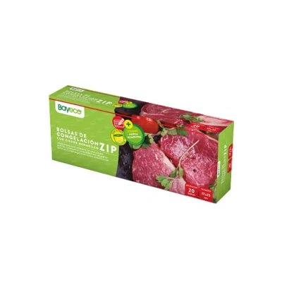 Immagine di Bayeco Siente tu Hogar Sacchetti di congelamento piccole Chiusura ermetica Zip Conserva con facilità i tuoi alimenti Comodo dispenser 20 unità, colore blu, 17 x 25 cm