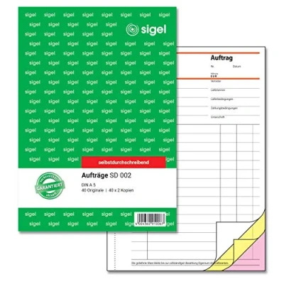 Immagine di Sigel SD001 auftrag, 2 scomparto, A5, X 40 fogli, selbstdurchschreibend 3x40 fogli 1 pezzo