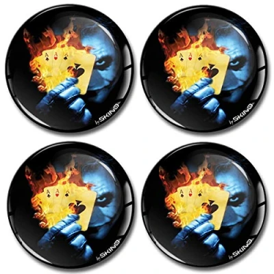 Immagine di Biomar Labs® 4 x 68mm Adesivi 3D in Silicone per Coprimozzo Copricerchi Tappi Ruote Auto Tuning Joker Carte Poker A 2868