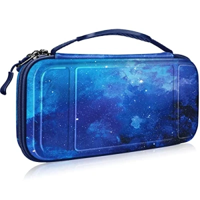 Immagine di FINTIE Custodia per Nintendo Switch Modello OLED 7.0&quot; / 6.2&quot; [Antiurto] Portatile di Borsa con 10 Titolari Schede Gioco &amp; Tasca Interna Console Accessori, Starry Sky