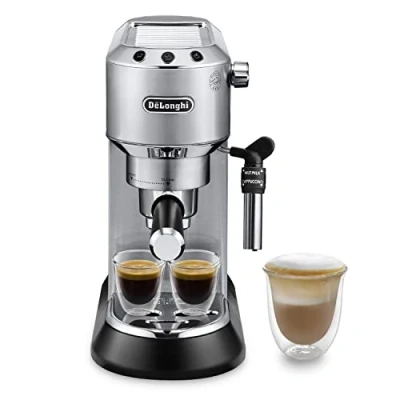 Immagine di De&#039;Longhi Dedica EC685.M Macchina Caffè Espresso Manuale, Polvere o Cialde E.S.E., Montalatte classico per Cappuccini, Spegnimento Automatico, Serbatoio 1L, Filtro Singolo/Doppio, Metal