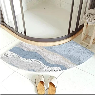 Immagine di MOTT 50 tappetino da bagno curvo con quadrante 45 x 100 cm, semicircolare, tappeto antiscivolo per pavimento, doccia angolare lavabile, a forma di ventaglio