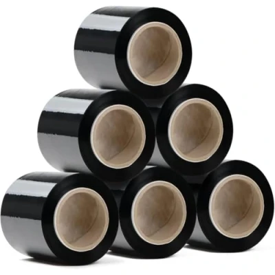 Immagine di RAGO® Set di 6 mini rotoli pellicole elastiche da 130 m, x 210 g I Film estensibile imballaggio per mobili Pellicola pallet (23 21 8 cm) Nero m