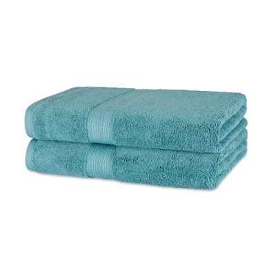 Immagine di Amazon Basics Asciugamano da bagno in cotone biologico, resistenti allo sbiadimento, Confezione 2, 76 x 137 cm, verde acqua