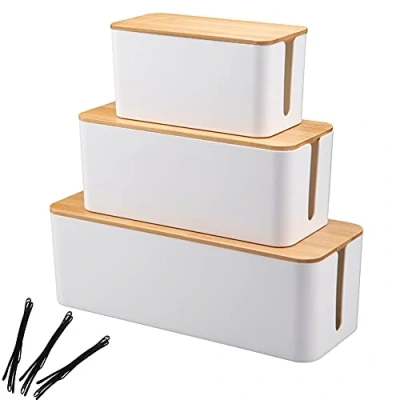 Immagine di Scatola di gestione dei cavi, Organizer per immagazzinaggio del filo nascondere i Organizza il cablaggio computer, cavi sciolti(White)