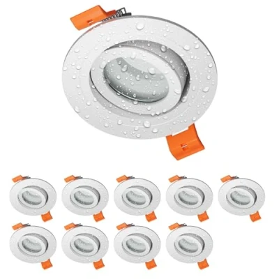 Immagine di ledscom.de 10 pz. cornice di montaggio a soffitto per bagno ERID, impermeabile, bagno, IP44, rotonda, girevole, bianco opaco