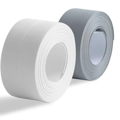 Immagine di 2 Rotoli Nastro Impermeabile Cucina e Bagno, Bordo Doccia Adesivo, Striscia Di Tenuta Per Vasca, Sigillante Autoadesivo Nastro, Caulk Lavello（bianco, grigio）