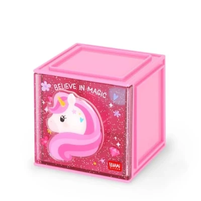 Immagine di Legami Box Componibile da Scrivania Cutie Cubes, Tema Unicorn, Organiser Scrivania, Portaoggetti, Foglio di Adesivi incluso, Impilabile, Multifunzionale, in ABS, 90 x 100 cm