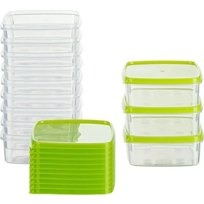 Immagine di MiraHome contenitore di freschezza per congelamento, 0,3 l, rettangolare, piatto, confezione da 12, colore: Verde