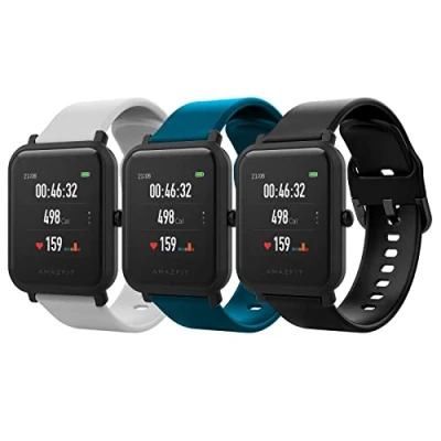 Immagine di MoKo 3 Pezzi Cinturino Compatibile con Amazfit Active/GTS 4/4 Mini/GTS 3/GTS/GTS 2/2 Mini/2e/Bip 3/3 PRO/Bip/Bip Lite/S/U/U PRO/GTR 42mm/Mini, 20mm Sportivo di Ricambio in Silicone, G+BS+N