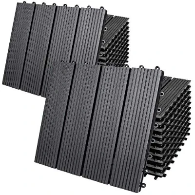 Immagine di Deuba Piastrelle da Giardino in WPC 2m² Mattonelle 30x30cm Sauna Terrazza Esterno Antracite 22 pz
