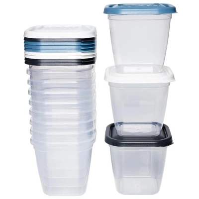 Immagine di Kigima Contenitore per congelatore, 550 ml, quadrato, set da 12 pezzi, colorato Elegance