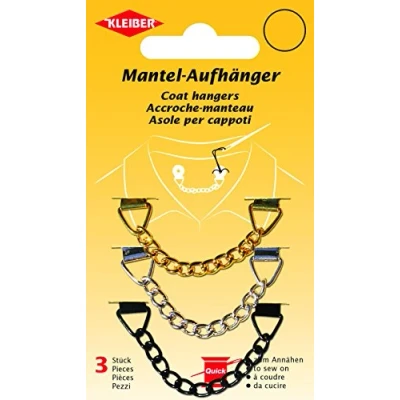 Immagine di Kleiber Appendiabiti in Metallolo da Cucire, Set di 3, Oro/Argento/Nero
