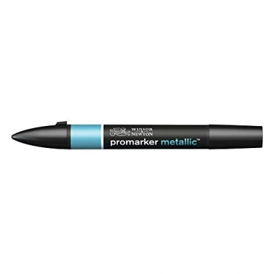 Immagine di Winsor &amp; Newton 0206695​ ProMarker Metallic, Pennarello professionale per layout 2 punte, fine e largo disegni, design blu metallizzato