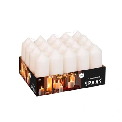 Immagine di Spaas Vassoio con 20 candele a colonna non profumate, 38/110 mm, 13 ore, colore avorio