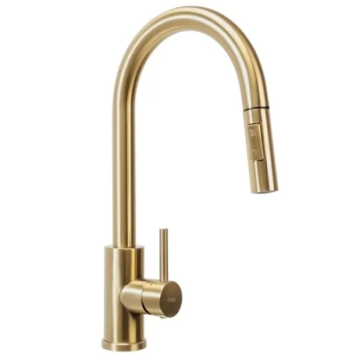Immagine di Rea FRESH BRUSH RUBINETTO cucina ORO Miscelatore lavello in ottone monocomando caldo e freddo regolabile girevole a 360 (Oro)