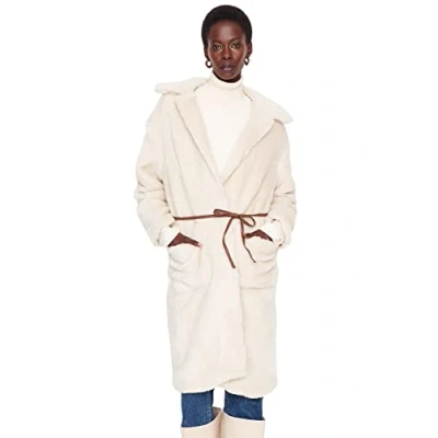 Immagine di TRENDYOL Cappotto da Donna Regular Parkas Plain Tessuto, Ecru, 44