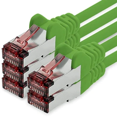 Immagine di freiwerk Cavo di rete Cat.6 2m verde 5 x Ethernet Lankabel Cat6 Lan Sftp Pimf Patchcable 1000 Mbit s compatibile con Cat5 Cat5e Cat6a Cat7 Cat8