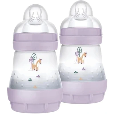 Immagine di MAM Biberon Easy Start Anticoliche, Set di 2 per Bambini 0 4 Mesi, 160 ml, Tettarella Flusso 1 0+ mesi in Silicone SkinSoft, Bio circolare, Rosa