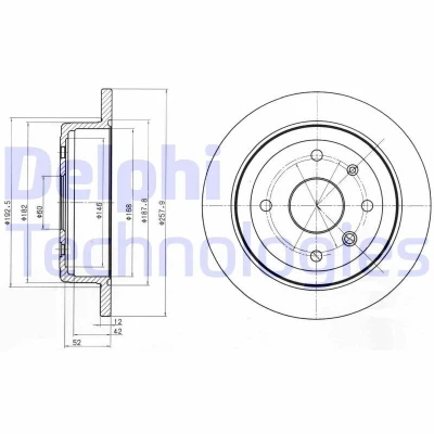 Immagine di DELPHI BG4194 Disco freno 258 12 4 pieno Oleato non trattato senza cuscinetto ruota, anello sensore ABS