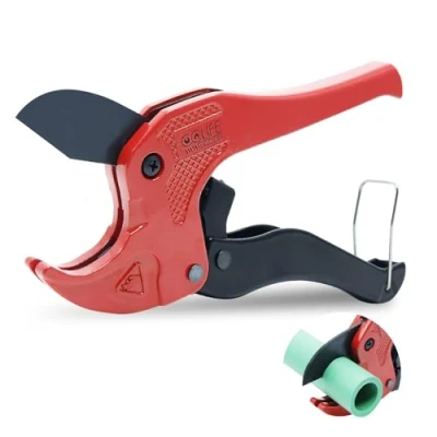 Immagine di CCLIFE Tagliatubi in pvc 42/64mm, Portatile regolabile con cricchetto per tubi Plastica PVC/PE/PP/PEX/PPR