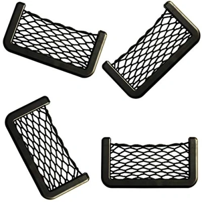 Immagine di Borsa a Rete Portaoggetti per Auto Bagagliaio Organizer 4 Pezzi 15 * 8CM Bagagli Tasca Cellulare Elastica Più Spazio.