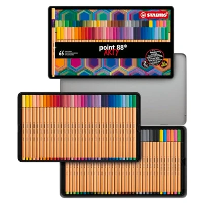 Immagine di Fineliner STABILO point 88 ARTY Scatola in metallo da 66 Colori assortiti