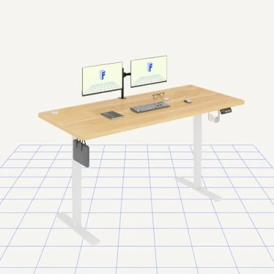Immagine di FlexiSpot Scrivania elettrica regolabile in altezza, 180 x 80 cm, controllo manuale con memoria, rialzabile per computer, ufficio e casa (acero)