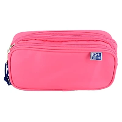 Immagine di Oxford, Astuccio scuola 3 scomparti, elastico in gomma, cerniere, colore rosa fuscia