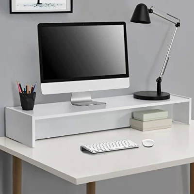 Immagine di [en.casa] Supporto di Rialzo Monitor/TV/PC Portatile 100 x 27 15 cm Base per Schermi Bianco