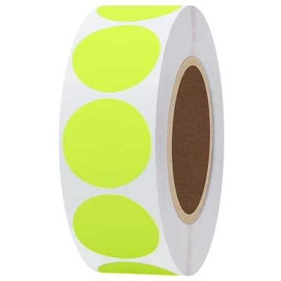 Immagine di Hylabelest Etichette adesive rotonde giallo fluorescente, 2,5 cm, per codifica a colori, 1000 rotolo (giallo cm)