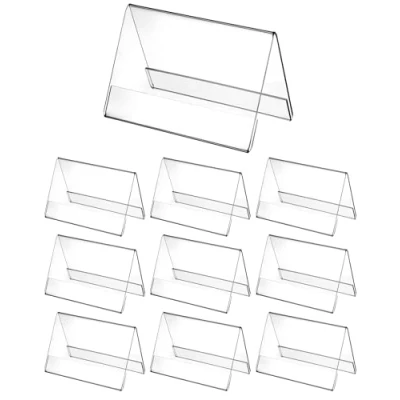 Immagine di QWORK® 10 pezzi Porta etichette da tavolo in acrilico trasparente, x 6 cm, ispessito 2 mm, visualizzare nome, cartellini prezzo, codice QR