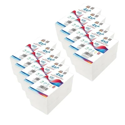 Immagine di Etichette Termiche Dirette Premium Double Dragon 5000 Fanfold 4x6 Pollici Autoadesive Compatibili con Stampanti Zebra MUNBYN Rollo TSC Toshiba Citizen LP2844 GK420D ZD421 (10 Confezioni)