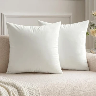 Immagine di MIULEE Cuscini di Natale Arredo Divano Copricuscini Camera da Letto Federe Arredamento Casa Moderni Elegante Morbido Resistente in Velluto con la Cerniera Invisibile 2 Pezzi Bianco Puro 40X40 CM