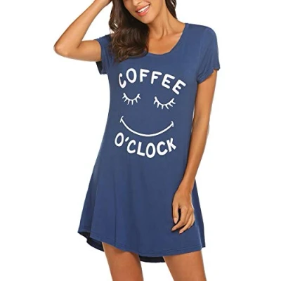 Immagine di MAXMODA Camicia da Notte Donna Divertente a Maniche Corte Estiva Blu Navy M